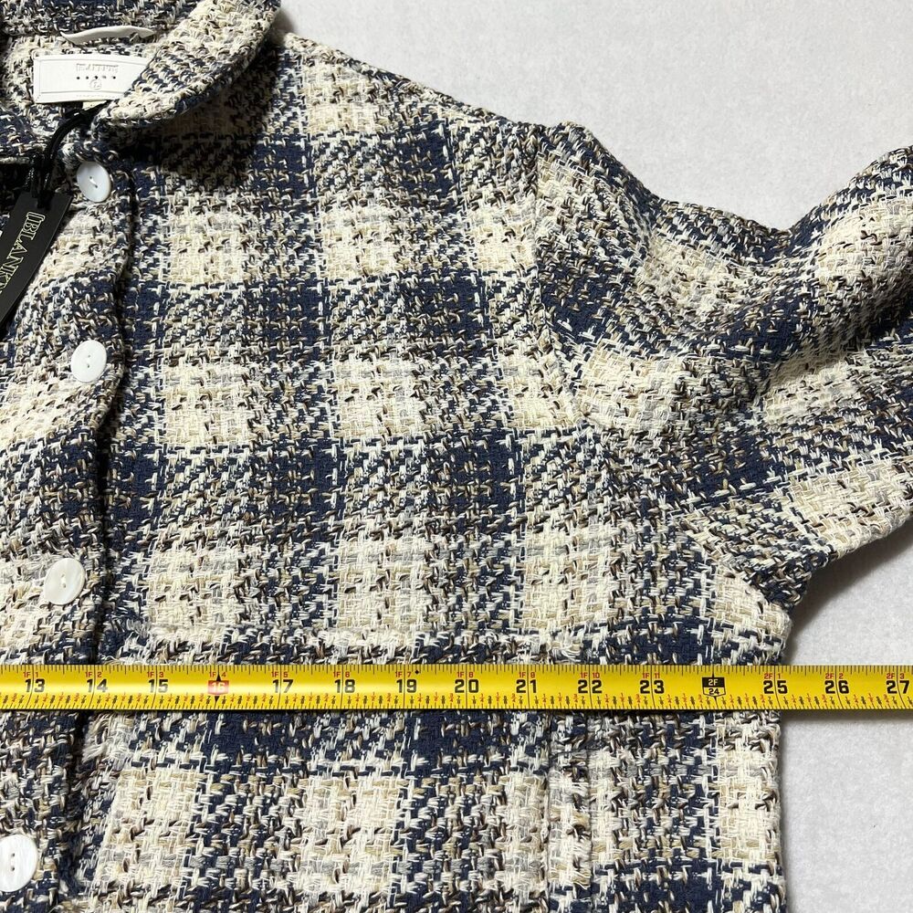 Blank NYC Once In A Lifetime Cropped Tweed Shacket Jacket Large Plaid Blue NWT - Picture 4 of 16